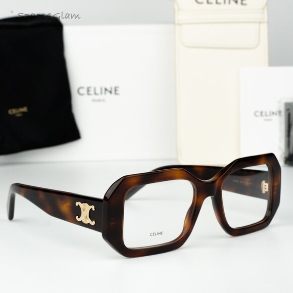 Celine Women Eyeglasses Blonde Havana Demo Rectangle CL50155I 053 NEW AUTHENTIC - Picture 1 of 9